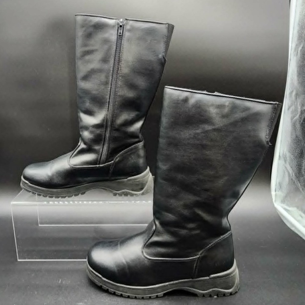 Tundra Courtney Black Faux Fur Lined Winter Snow Boots Womens 8M Zip Up Tall